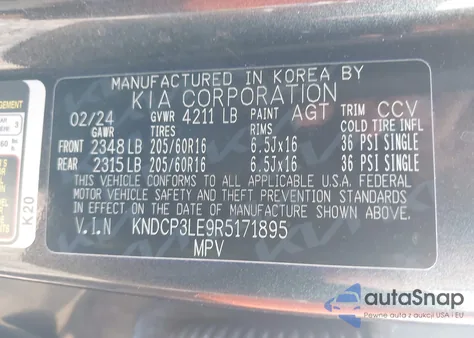 2024 Kia Niro Lx из США, поврежденный, VIN KNDCP3LE9R5171895